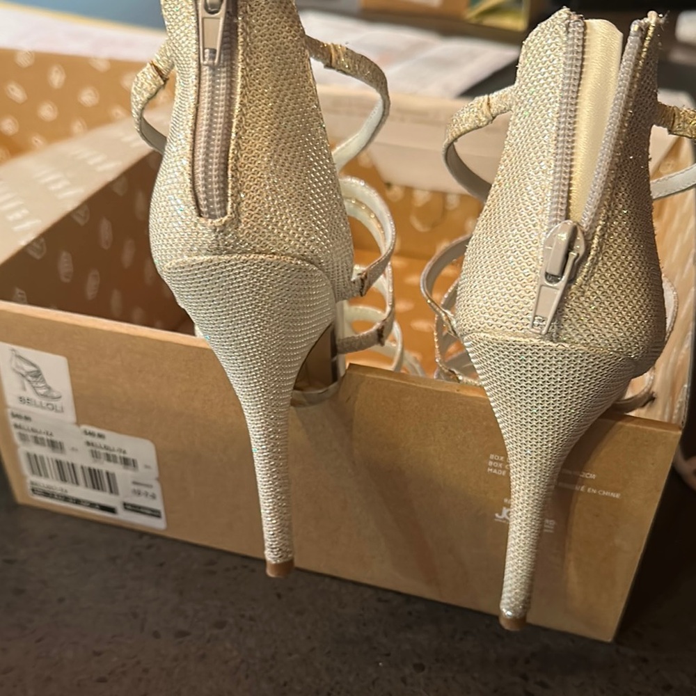Call It Spring Silver and Gold Strappy Heels - Picture 4 of 4